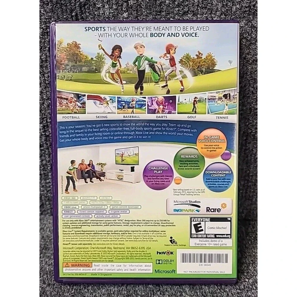 Xbox 360 Kinect Sports: Season Two (Microsoft 2011) Tested Works
